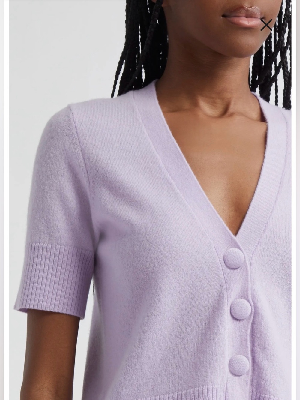 Veronica Beard Lilac V-Neck Short Sleeve Cardigan